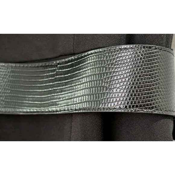 Donna Karan Black Belted V-Neck Double Slit Sheath Dress Size 16 NWT NEW - Picture 9 of 16